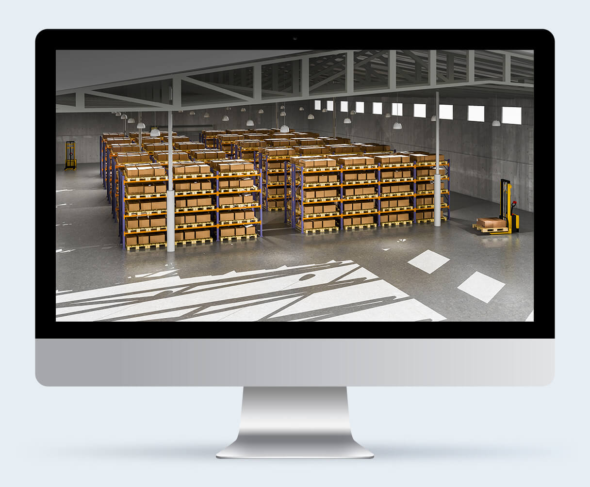 Computer Screen with Material Hanlding Rendering