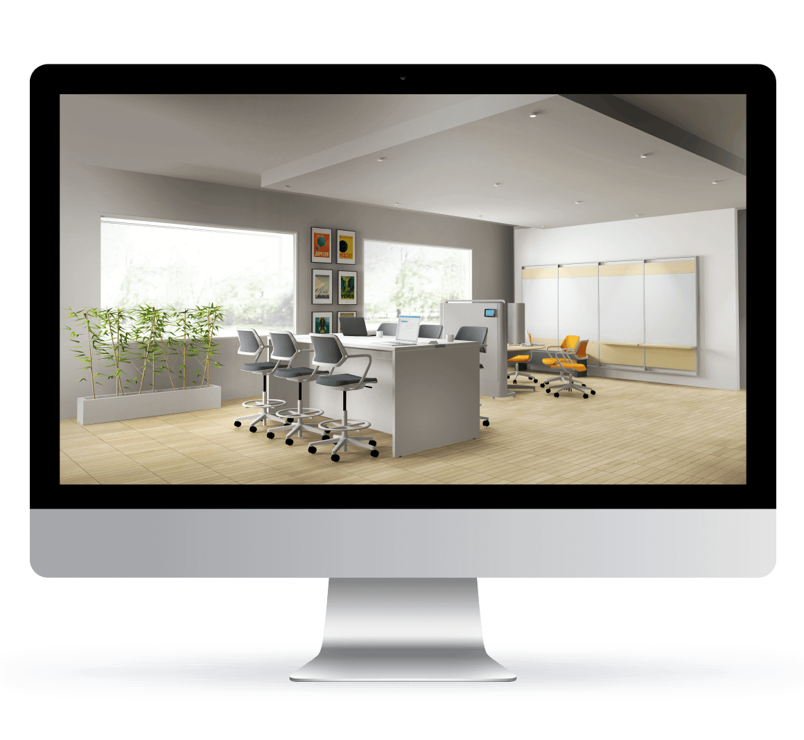 Computer Screen With Office Rendering
