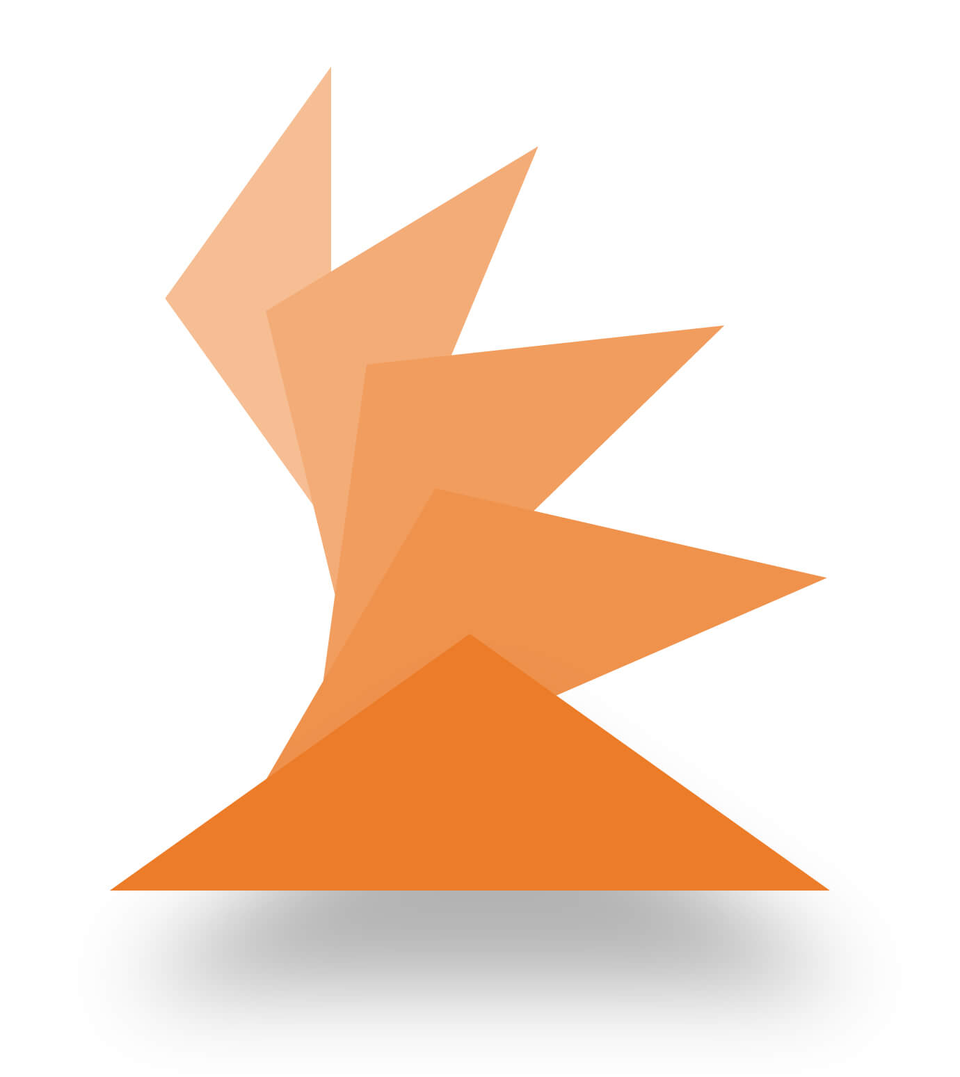 Illustration of orange triangles in an arc