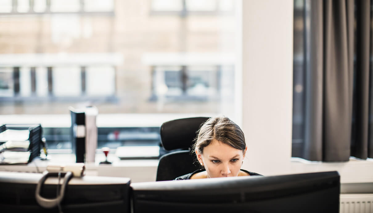 Woman looking at computer